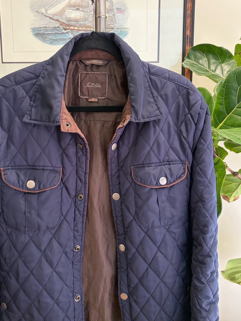 Tasso Elba Men’s Quilted Field Jacket | Navy Blue | Size M
